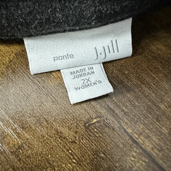 J Jill Ponte Knit Blazer Womens 2X Gray Open Front Stretch Pockets Business - Picture 5 of 10